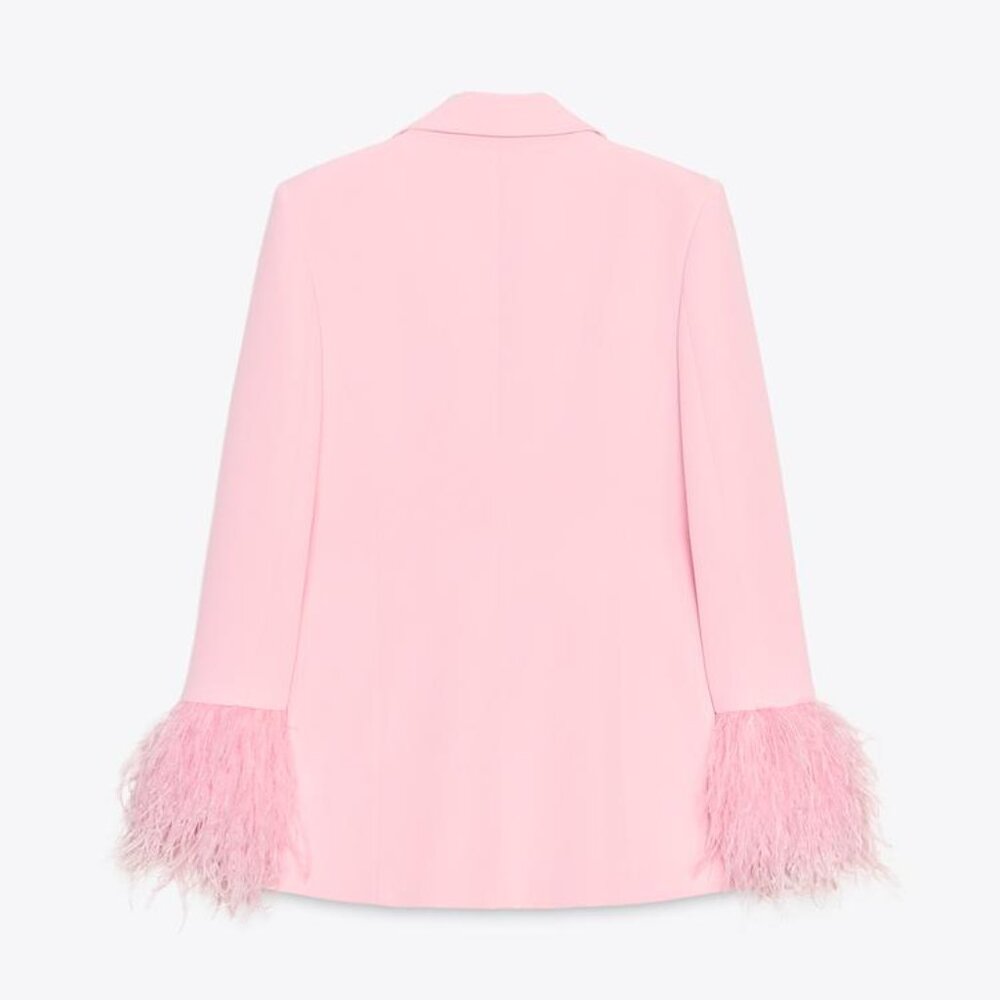 NWT ZARA FEATHER CUFF BLAZER - Picture 12 of 13